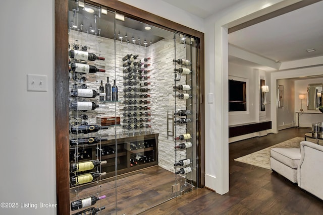wine cellar featuring wood finished floors