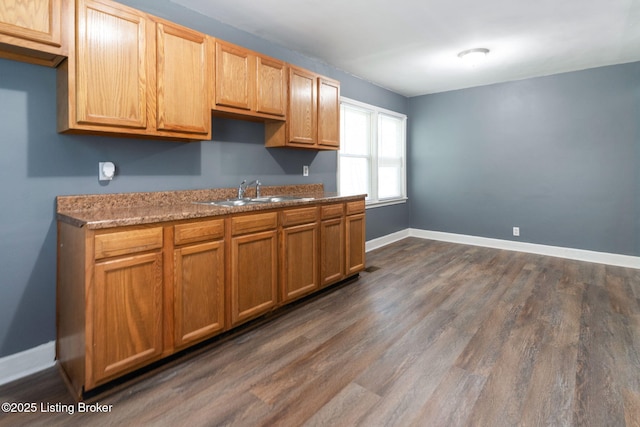 1119 Carlisle Ave, Louisville, KY 40215 - kitchen featuring a sink, dark wood-style floors, and baseboards
