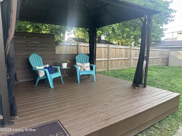 827 Mulberry St, Louisville, KY 40217 - wooden deck with a fenced backyard and a gazebo