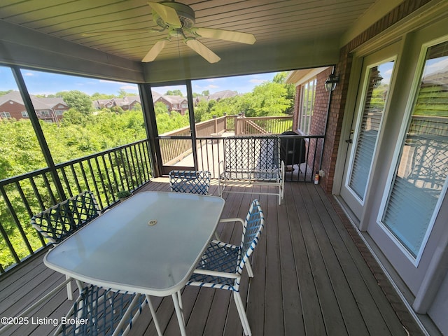 7201 Creekton Dr, Louisville, KY 40241 - wooden deck featuring a ceiling fan and outdoor dining area