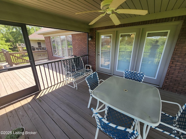 7201 Creekton Dr, Louisville, KY 40241 - deck featuring ceiling fan, outdoor dining area, and french doors
