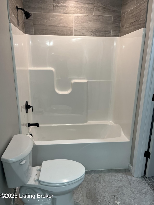414 Park Hill Ct, Bardstown, KY 40004 - bathroom featuring toilet, marble finish flooring, and shower / washtub combination