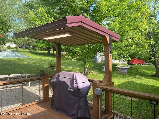 1222 Mountain View Rd, Falls Of Rough, KY 40119 - deck with area for grilling and a lawn