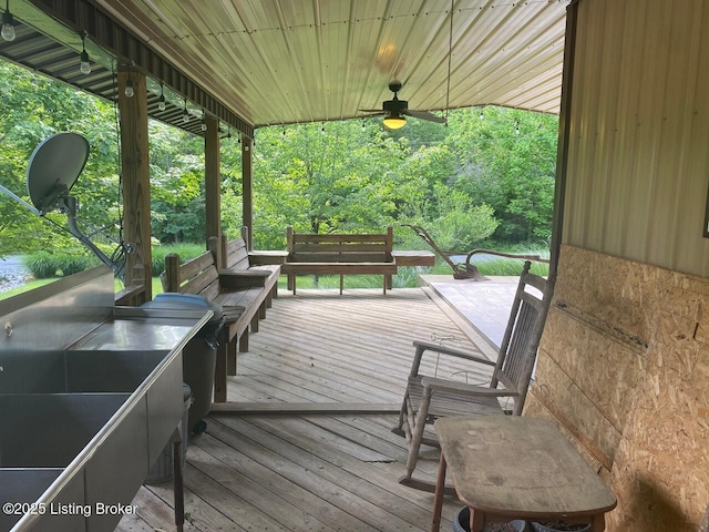 1222 Mountain View Rd, Falls Of Rough, KY 40119 - wooden terrace with ceiling fan