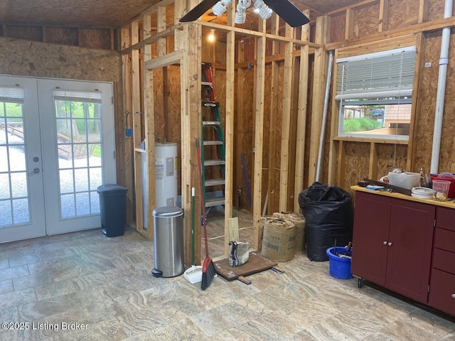 1222 Mountain View Rd, Falls Of Rough, KY 40119 - misc room with french doors, water heater, and ceiling fan