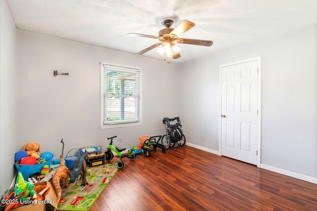 8887 New Haven Rd, New Haven, KY 40051 - rec room with wood finished floors, ceiling fan, and baseboards