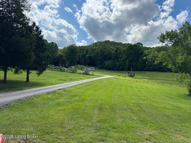139 Mountain View Estates Rd, Elizabethtown, KY 42701 - surrounding community with a lawn and a wooded view