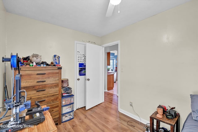 1401 Brooks Hill Rd, Brooks, KY 40109 - bedroom with light wood finished floors, baseboards, and a ceiling fan