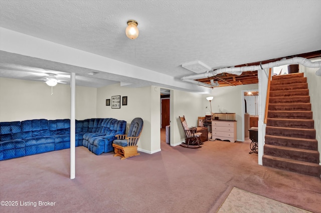 1401 Brooks Hill Rd, Brooks, KY 40109 - finished below grade area with carpet flooring, stairs, a textured ceiling, and baseboards