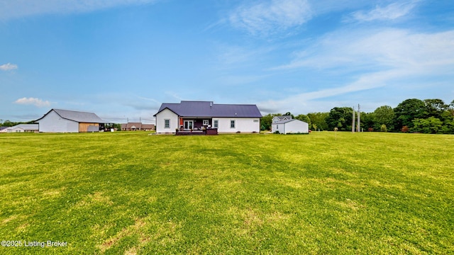 30 Bell Ct, Bedford, KY 40006 - rear view of property with a yard and a wooden deck