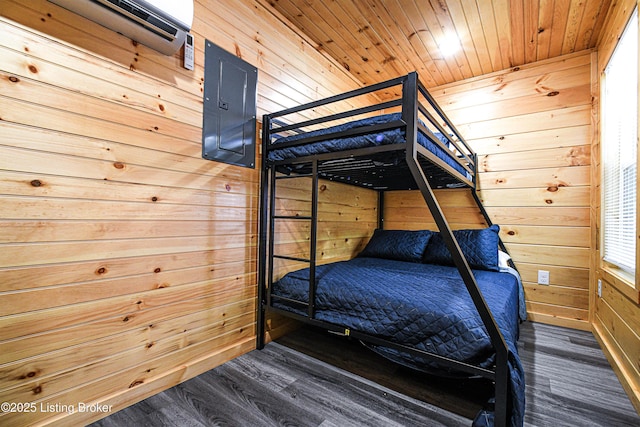 11835 Peonia Rd, Clarkson, KY 42726 - bedroom with wooden walls, wood finished floors, and wood ceiling