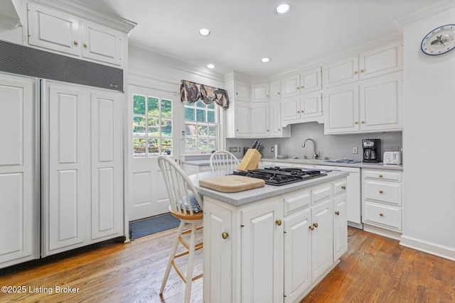 1802 Park Boundary Rd, Louisville, KY 40205 - kitchen with gas stovetop, built in fridge, light countertops, white cabinetry, and recessed lighting