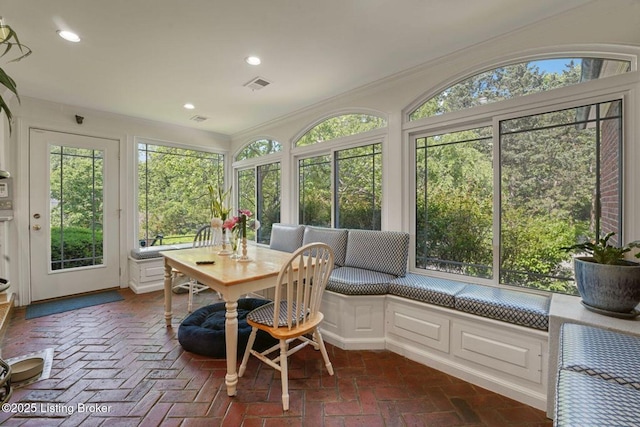 1802 Park Boundary Rd, Louisville, KY 40205 - sunroom / solarium featuring brick floors, recessed lighting, and crown molding