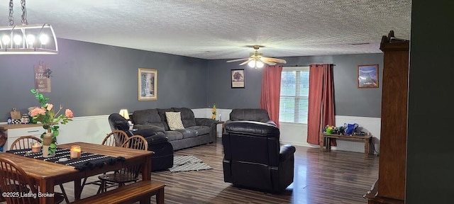 7 Dylan Ln, Upton, KY 42784 - living room with a ceiling fan, a textured ceiling, and wood finished floors
