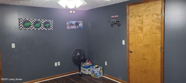 7 Dylan Ln, Upton, KY 42784 - game room with a textured ceiling, wood finished floors, a ceiling fan, and baseboards