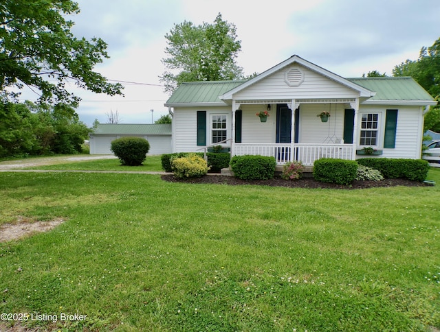 791 W Blue Lick Rd, Shepherdsville, KY 40165 - single story home featuring covered porch, a garage, a front lawn, and metal roof