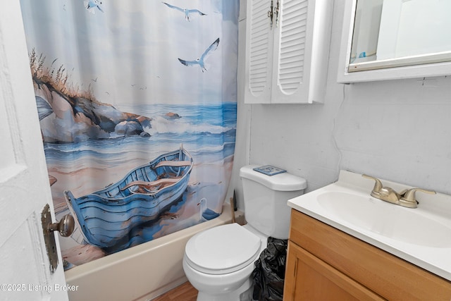 1412 Haskin Ave, Louisville, KY 40215 - bathroom with vanity, toilet, and shower / bath combination with curtain
