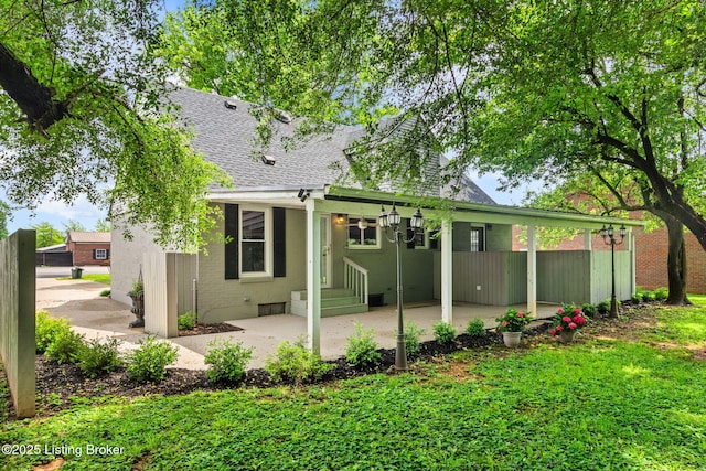 118 Guthrie Dr, Bardstown, KY 40004 - rear view of property with a shingled roof, a patio area, and brick siding
