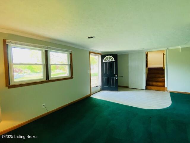 606 Nally Ct, Bardstown, KY 40004 - carpeted spare room featuring stairway and baseboards