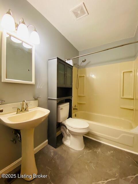 606 Nally Ct, Bardstown, KY 40004 - full bathroom with toilet, tub / shower combination, and marble finish floors