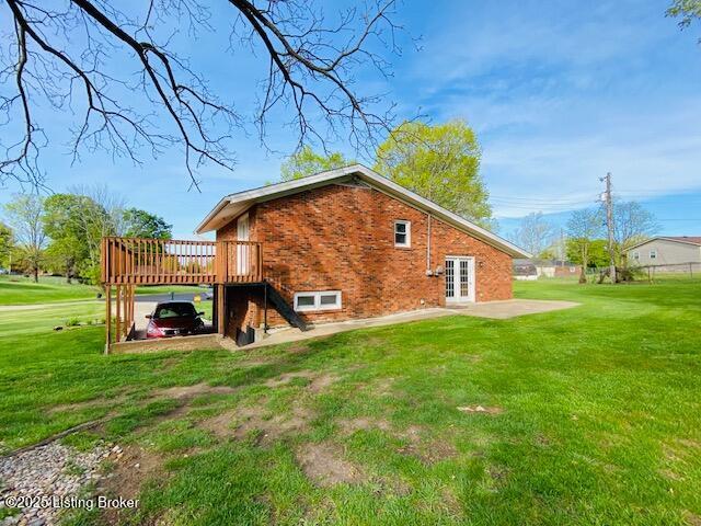 606 Nally Ct, Bardstown, KY 40004 - rear view of house with a deck, french doors, a yard, and a patio area