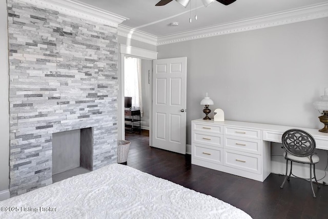 1517 Hoertz Ave, Louisville, KY 40217 - bedroom featuring ornamental molding, dark wood-style flooring, and ceiling fan