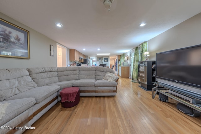 3085 Centerview Rough River Ln, Hudson, KY 40145 - living room featuring light wood-style flooring and recessed lighting