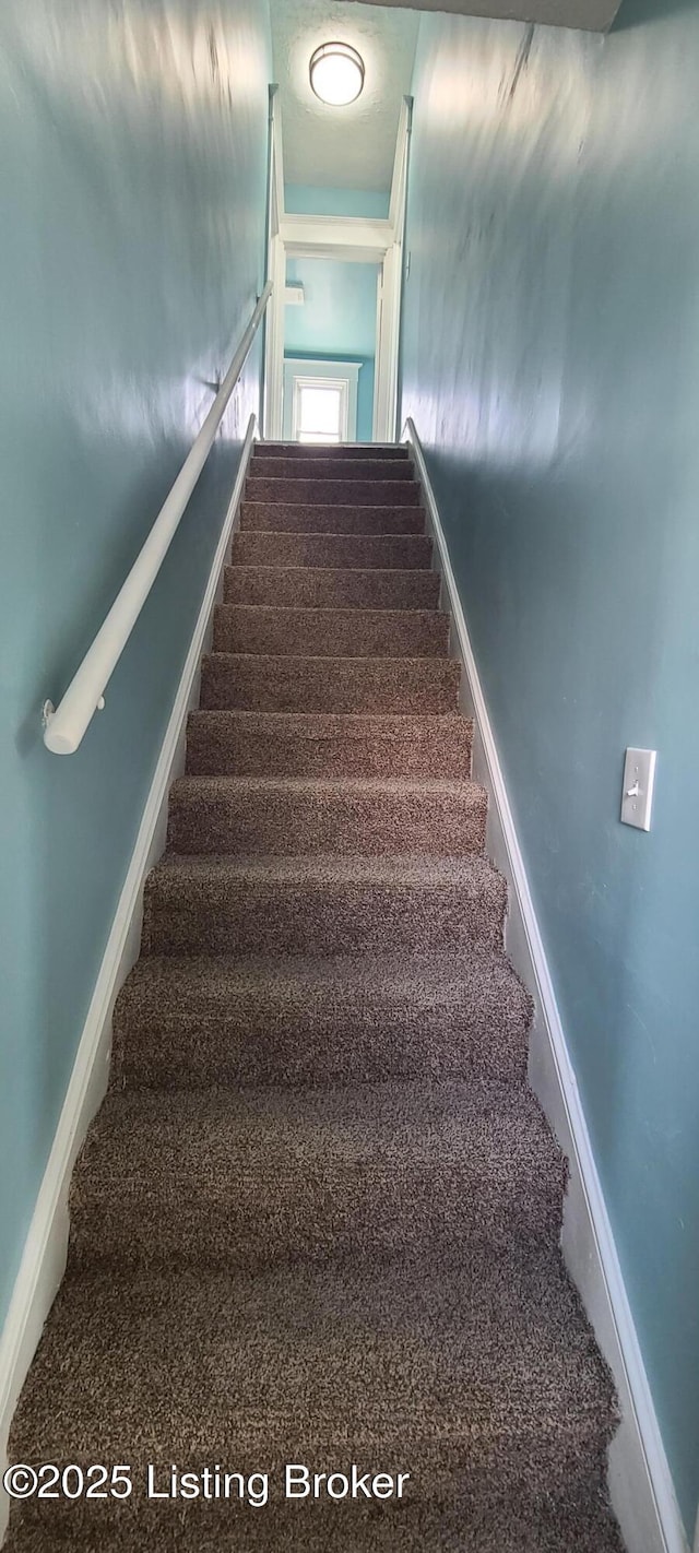 1033 Lynnhurst Ave, Louisville, KY 40215 - stairs with baseboards and carpet flooring