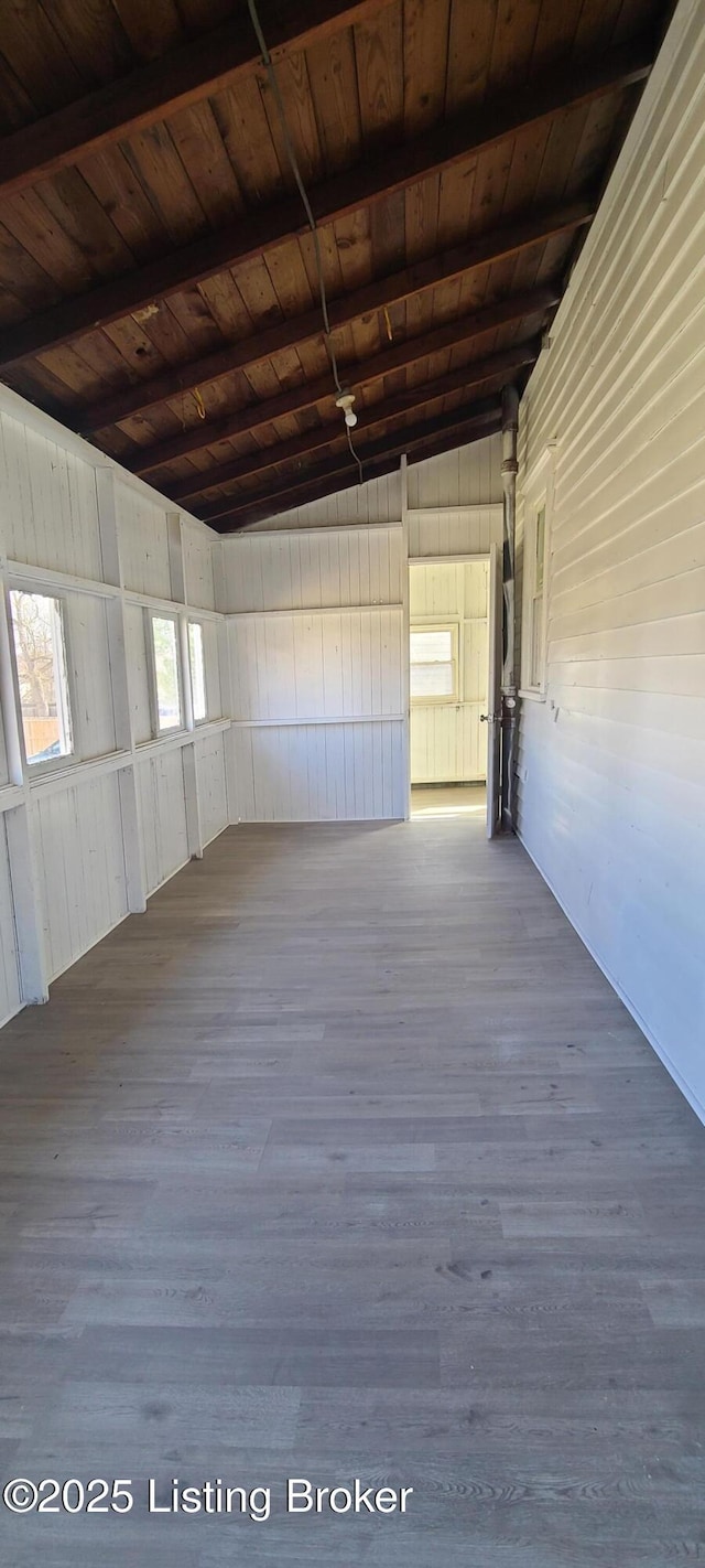 1033 Lynnhurst Ave, Louisville, KY 40215 - spare room featuring wood finished floors, wooden walls, and wood ceiling
