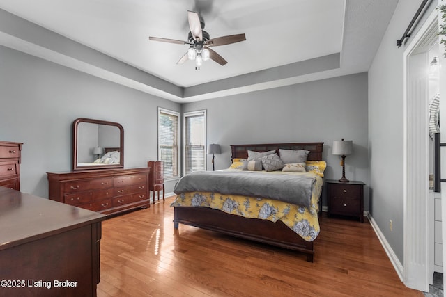 916 Winchester Blvd, Elizabethtown, KY 42701 - bedroom featuring a tray ceiling, wood finished floors, and baseboards