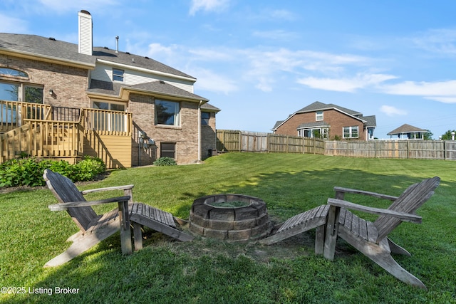 916 Winchester Blvd, Elizabethtown, KY 42701 - view of yard featuring a fire pit and a wooden deck