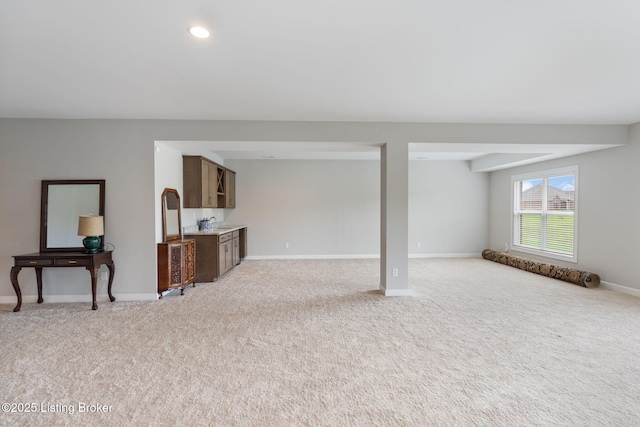 15905 Cabin View Ln, Louisville, KY 40245 - below grade area featuring light colored carpet, baseboards, and recessed lighting