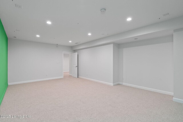 15905 Cabin View Ln, Louisville, KY 40245 - finished basement with recessed lighting, light colored carpet, and baseboards