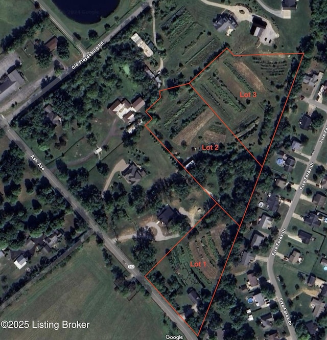 8725 Ash Ave Lot 1, Pewee Valley, KY 40056 - map of property location with property parcel outlined