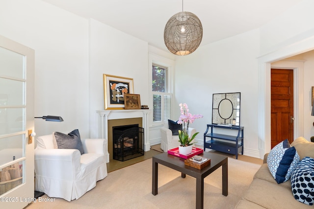 1204 S 2nd St Unit 1, Louisville, KY 40203 - living area featuring a fireplace with flush hearth