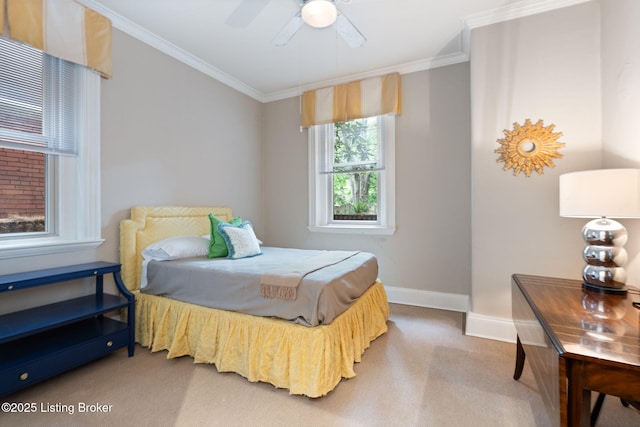 1204 S 2nd St Unit 1, Louisville, KY 40203 - bedroom featuring carpet floors, crown molding, baseboards, and a ceiling fan