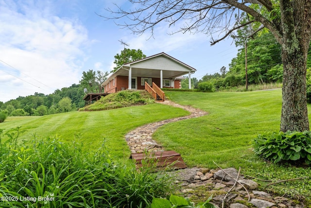 2200 Anneta Rd, Leitchfield, KY 42754 - view of grassy yard with stairway