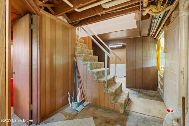 2200 Anneta Rd, Leitchfield, KY 42754 - basement with wooden walls and stairs