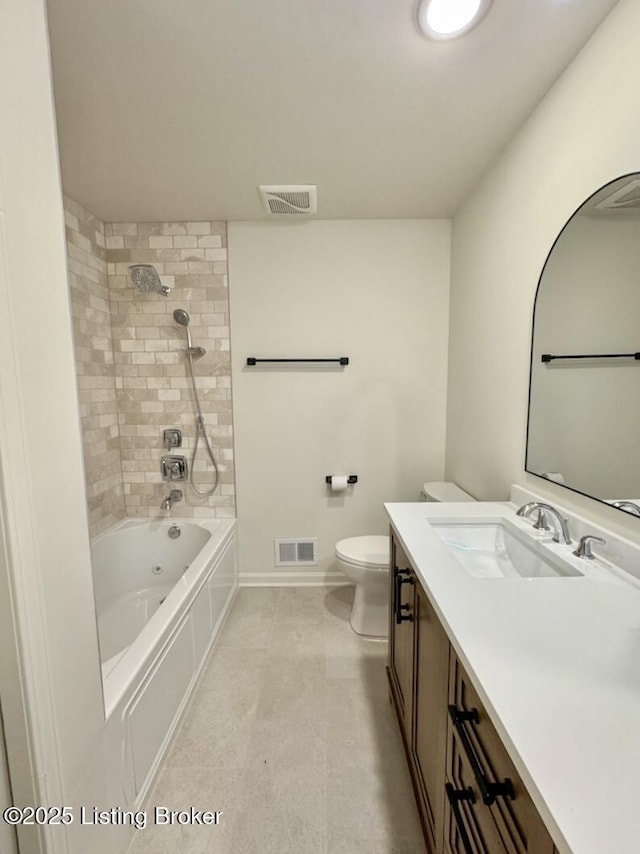4813 Fox Chase Dr, Shepherdsville, KY 40165 - full bathroom featuring toilet, vanity, baseboards, and washtub / shower combination