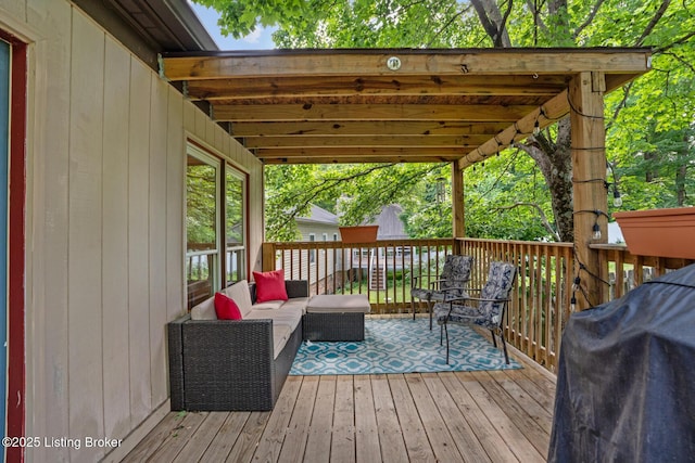 4211 Machupe Dr, Louisville, KY 40241 - wooden deck featuring an outdoor living space and grilling area