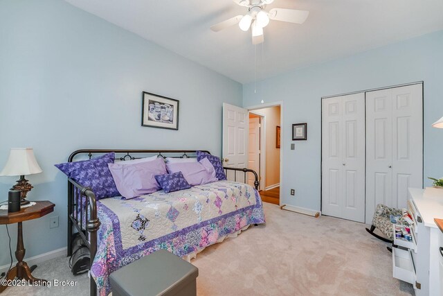 8625 Shelbyville Rd Apt 202, Bellemeade, KY 40222 - bedroom featuring carpet, a closet, baseboards, and ceiling fan