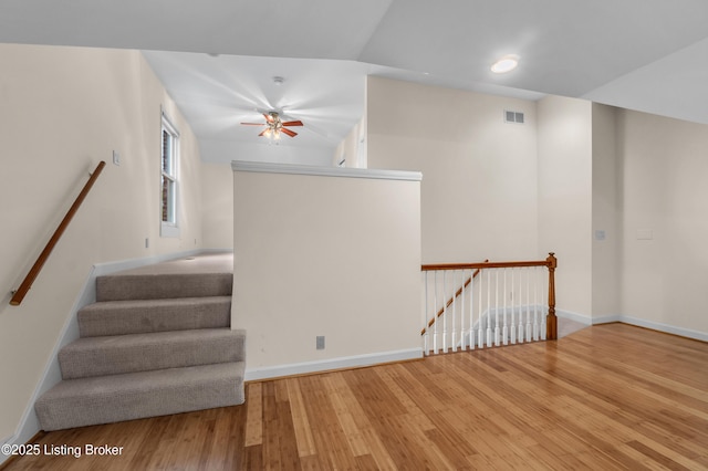 10304 Spring Meyer Rd, Louisville, KY 40223 - empty room with wood finished floors, a ceiling fan, baseboards, and recessed lighting