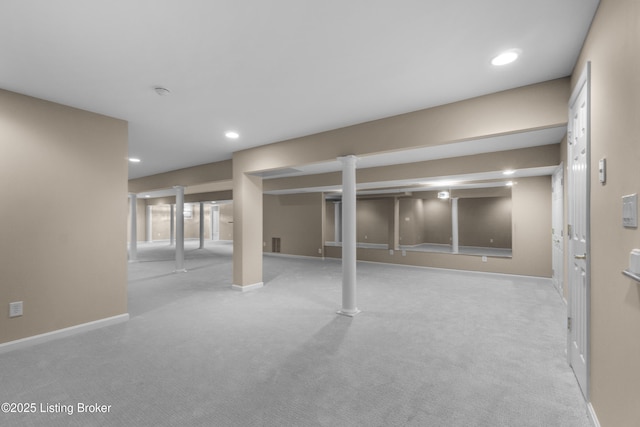 10304 Spring Meyer Rd, Louisville, KY 40223 - finished below grade area featuring baseboards, light colored carpet, and recessed lighting