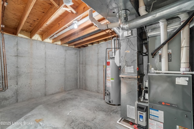 10304 Spring Meyer Rd, Louisville, KY 40223 - unfinished basement featuring gas water heater and heating unit