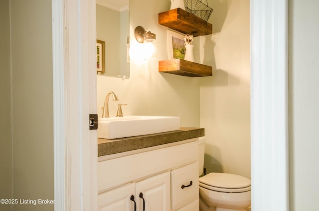 562 Peaceful Way, Shepherdsville, KY 40165 - bathroom featuring toilet, crown molding, and vanity