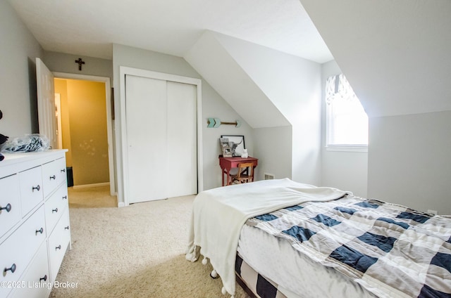 562 Peaceful Way, Shepherdsville, KY 40165 - bedroom with a closet, light colored carpet, and vaulted ceiling