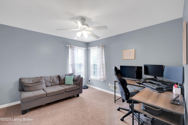 4313 Brownsboro Glen Rd, Louisville, KY 40241 - carpeted office featuring ceiling fan and baseboards