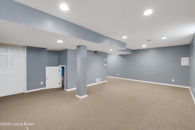 4313 Brownsboro Glen Rd, Louisville, KY 40241 - finished basement featuring carpet floors, baseboards, and recessed lighting