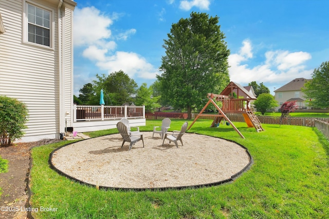 4313 Brownsboro Glen Rd, Louisville, KY 40241 - view of yard featuring a playground, a patio, and a wooden deck