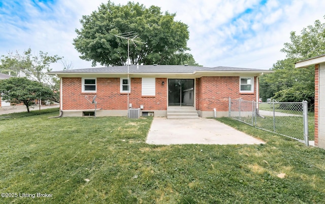 3009 Huberta Dr, Louisville, KY 40216 - rear view of house featuring entry steps, brick siding, and a patio area
